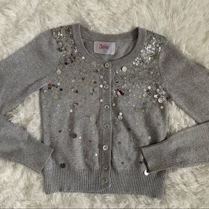 Girls Justice gray glittery cardigan